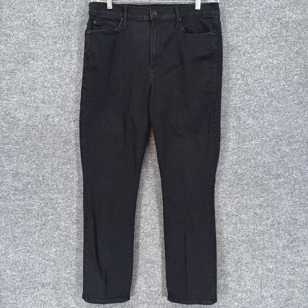 Mother The Dazzler Ankle Jeans Womens 34 Black Mid Rise Straight Leg Stretch